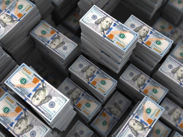 3d illustration of a lot of money stacks background